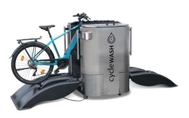 cycleWASH Go Platinum bicycle washing system with bike in position A